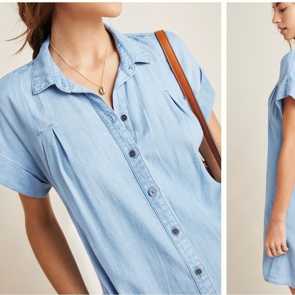 Anthropologie Cloth & Stone Janine Chambray Shirt Dress Size S - Picture 2 of 12